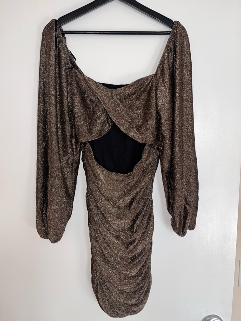 Forever 21 Glitter Ruched Cutout Mini Dress